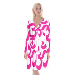 Hindu Om Symbol (deep Pink) Long Sleeve Velvet Front Wrap Dress by abbeyz71