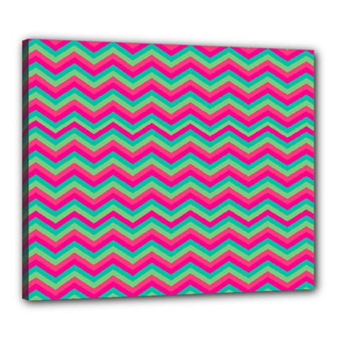 Retro Pattern Zig Zag Canvas 24  X 20  by Nexatart