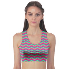 Retro Pattern Zig Zag Sports Bra