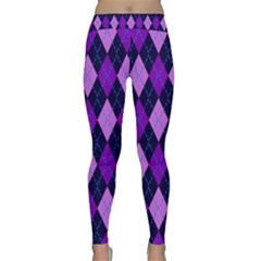 Static Argyle Pattern Blue Purple Classic Yoga Leggings