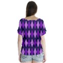 Static Argyle Pattern Blue Purple Flutter Sleeve Top View2