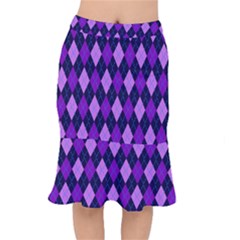 Static Argyle Pattern Blue Purple Mermaid Skirt by Nexatart
