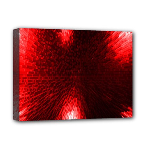 Box Lights Red Plaid Deluxe Canvas 16  X 12   by Mariart