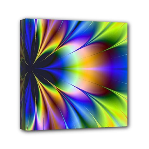 Bright Flower Fractal Star Floral Rainbow Mini Canvas 6  X 6  by Mariart