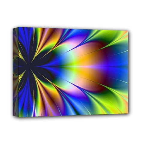 Bright Flower Fractal Star Floral Rainbow Deluxe Canvas 16  X 12   by Mariart