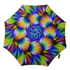 Bright Flower Fractal Star Floral Rainbow Hook Handle Umbrellas (small)