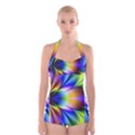 Bright Flower Fractal Star Floral Rainbow Boyleg Halter Swimsuit  View1