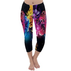 Abstract Patterns Lines Colors Flowers Floral Butterfly Capri Winter Leggings 