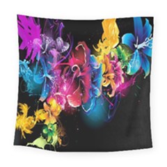 Abstract Patterns Lines Colors Flowers Floral Butterfly Square Tapestry (large)