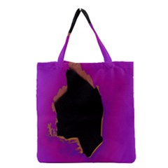 Buffalo Fractal Black Purple Space Grocery Tote Bag by Mariart