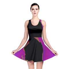 Buffalo Fractal Black Purple Space Reversible Skater Dress by Mariart