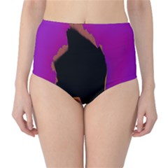 Buffalo Fractal Black Purple Space High-waist Bikini Bottoms