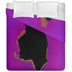 Buffalo Fractal Black Purple Space Duvet Cover Double Side (california King Size) by Mariart