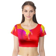 Complex Orange Red Pink Hole Yellow Short Sleeve Crop Top (tight Fit)