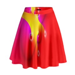 Complex Orange Red Pink Hole Yellow High Waist Skirt