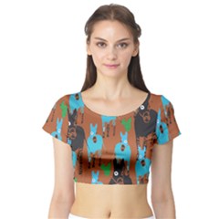 Zebra Horse Animals Short Sleeve Crop Top (tight Fit) by Mariart