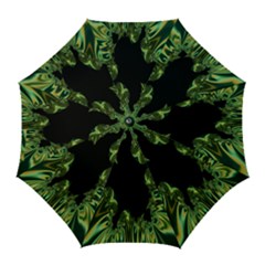 Burning Ship Fractal Silver Green Hole Black Golf Umbrellas