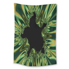 Burning Ship Fractal Silver Green Hole Black Large Tapestry by Mariart