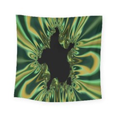 Burning Ship Fractal Silver Green Hole Black Square Tapestry (small)