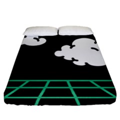 Illustration Cloud Line White Green Black Spot Polka Fitted Sheet (queen Size)