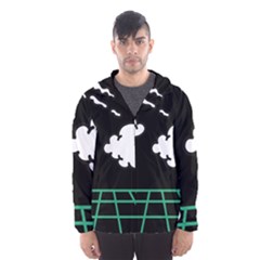 Illustration Cloud Line White Green Black Spot Polka Hooded Wind Breaker (men) by Mariart