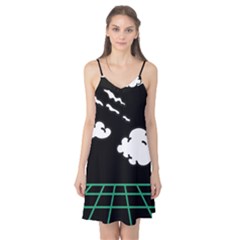 Illustration Cloud Line White Green Black Spot Polka Camis Nightgown