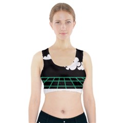 Illustration Cloud Line White Green Black Spot Polka Sports Bra With Pocket by Mariart