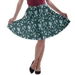 Interstellar Blog Tree Leaf Grey A-line Skater Skirt by Mariart