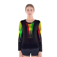 Lamp Colors Green Yellow Red Black Women s Long Sleeve Tee