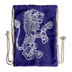Leo Zodiac Star Drawstring Bag (large) by Mariart