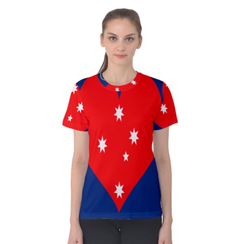 Love Heart Star Circle Polka Moon Red Blue White Women s Cotton Tee by Mariart