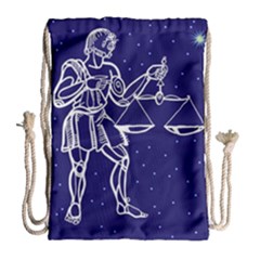Libra Zodiac Star Drawstring Bag (large) by Mariart
