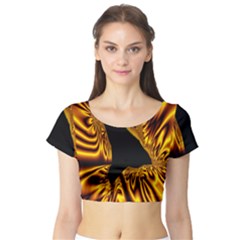 Hole Gold Black Space Short Sleeve Crop Top (tight Fit)