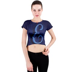 Marquis Love Dope Lettering Blue Red Alphabet E Crew Neck Crop Top
