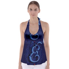 Marquis Love Dope Lettering Blue Red Alphabet E Babydoll Tankini Top by Mariart