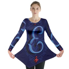 Marquis Love Dope Lettering Blue Red Alphabet E Long Sleeve Tunic  by Mariart