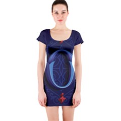 Marquis Love Dope Lettering Blue Red Alphabet O Short Sleeve Bodycon Dress by Mariart