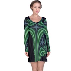 Line Light Star Green Black Space Long Sleeve Nightdress by Mariart