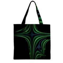 Line Light Star Green Black Space Zipper Grocery Tote Bag
