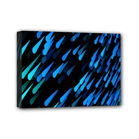 Meteor Rain Water Blue Sky Black Green Mini Canvas 7  X 5 