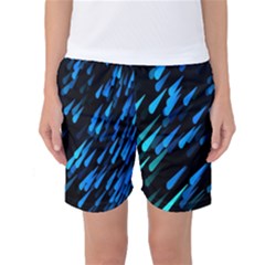 Meteor Rain Water Blue Sky Black Green Women s Basketball Shorts by Mariart