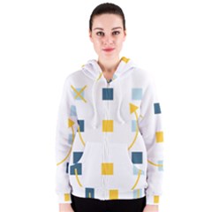 Plaid Arrow Yellow Blue Key Women s Zipper Hoodie by Mariart