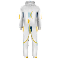 Plaid Arrow Yellow Blue Key Hooded Jumpsuit (men) 