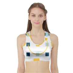 Plaid Arrow Yellow Blue Key Sports Bra With Border by Mariart