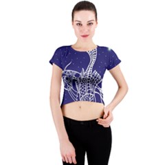 Pisces Zodiac Star Crew Neck Crop Top