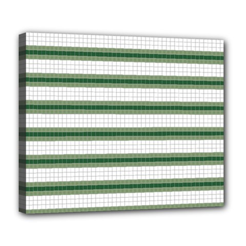 Plaid Line Green Line Horizontal Deluxe Canvas 24  X 20  