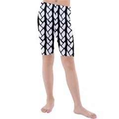 Ropes White Black Line Kids  Mid Length Swim Shorts