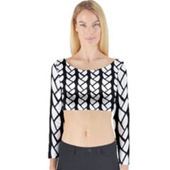 Ropes White Black Line Long Sleeve Crop Top