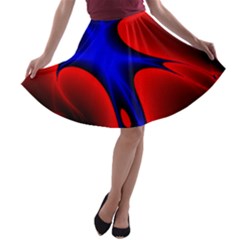 Space Red Blue Black Line Light A-line Skater Skirt by Mariart