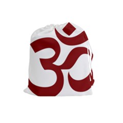 Hindu Om Symbol (Dark Red) Drawstring Pouches (Large) 